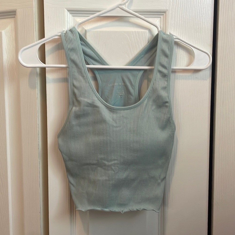 harmony and balance light blue tank top